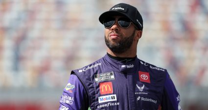 CONCORD, NORTH CAROLINA - OCTOBER 04: Bubba Wallace, driver of the #23 Leidos Toyota, looks on during practice for the NASCAR Cup Series Bank of America ROVAL 400 at Charlotte Motor Speedway on October 04, 2025 in Concord, North Carolina. (Photo by Jordan Bank/Getty Images) | Getty Images