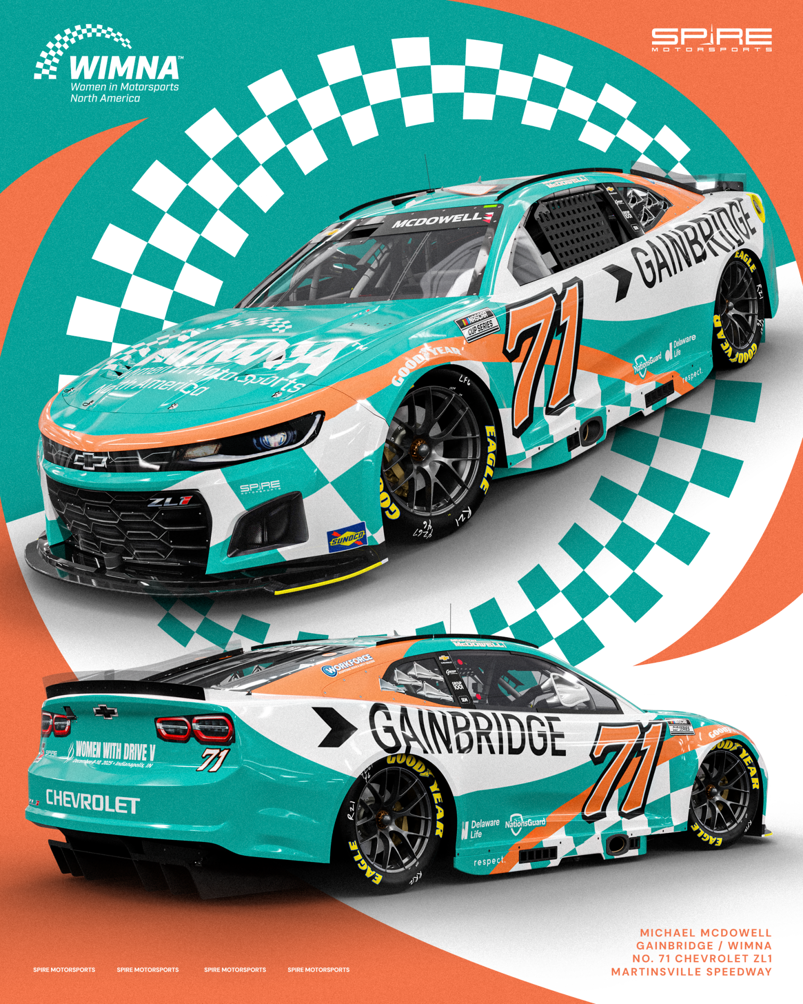 2025 NASCAR Cup Series #71 Spire Motorsports paint schemes