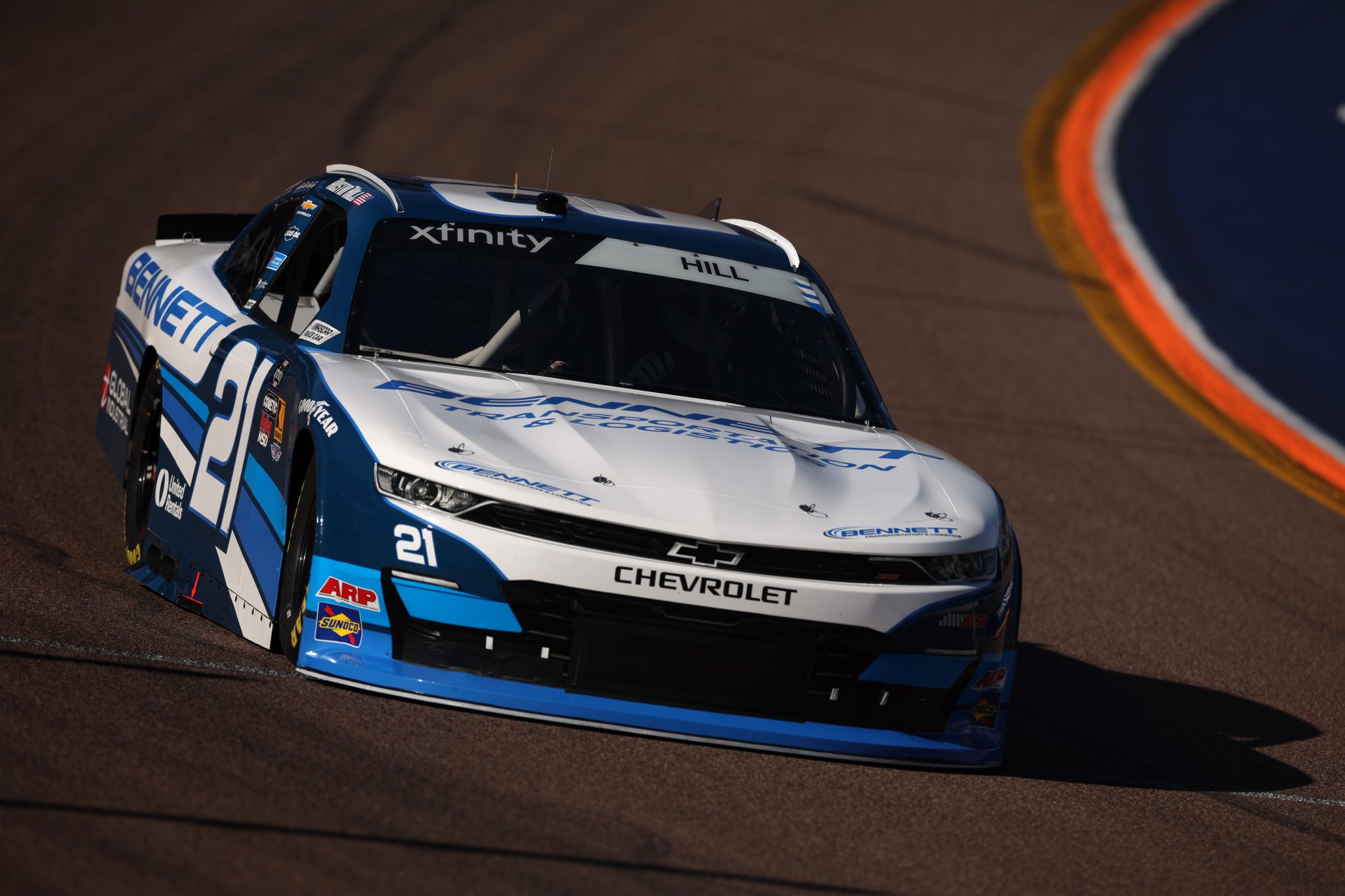 AVONDALE, ARIZONA - NOVEMBER 01: Austin Hill, driver of the #21 Bennett Transportation Chevrolet, drives during qualifying for the NASCAR Xfinity Series Championship at Phoenix Raceway on November 01, 2025 in Avondale, Arizona. (Photo by James Gilbert/Getty Images) | Getty Images