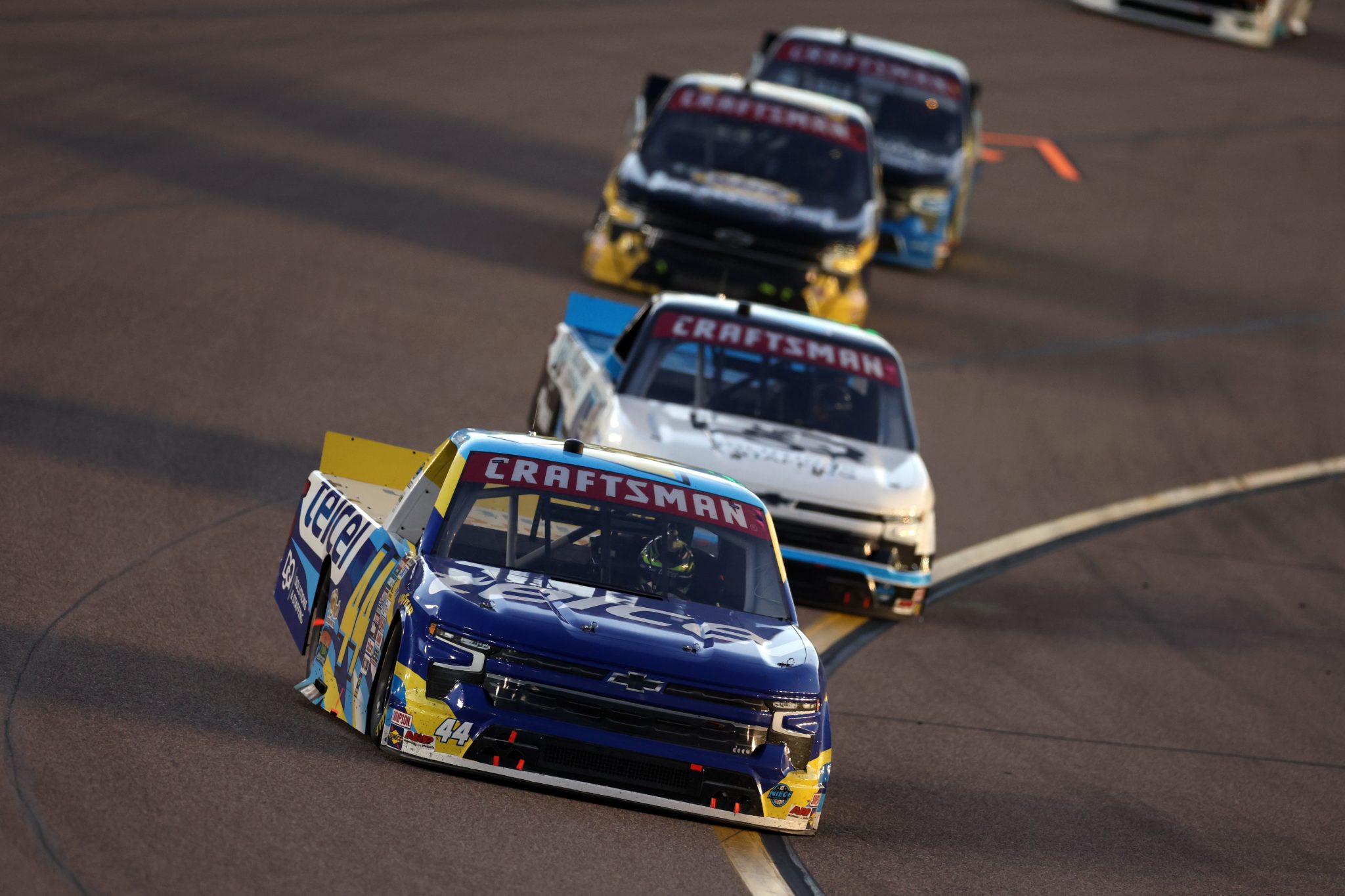 AVONDALE, ARIZONA - OCTOBER 31: Andres Perez De Lara, driver of the #44 Telcel Chevrolet, e during the NASCAR Craftsman Truck Series Championship at Phoenix Raceway on October 31, 2025 in Avondale, Arizona. (Photo by Christian Petersen/Getty Images) | Getty Images