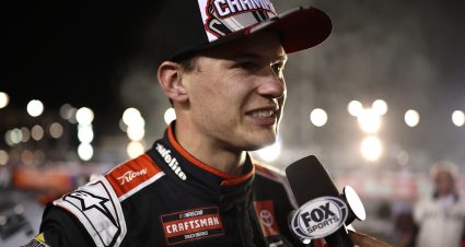 AVONDALE, ARIZONA - OCTOBER 31: Corey Heim, driver of the #11 Safelite Toyota, speaks to the media after winning the NASCAR Craftsman Truck Series Championship at Phoenix Raceway on October 31, 2025 in Avondale, Arizona. (Photo by Jared C. Tilton/Getty Images) | Getty Images