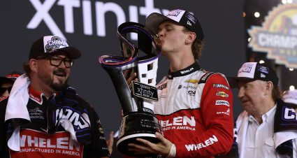AVONDALE, ARIZONA - NOVEMBER 01: Jesse Love, driver of the #2 Whelen Chevrolet, celebrates in victory lane after winning the NASCAR Xfinity Series Championship at Phoenix Raceway on November 01, 2025 in Avondale, Arizona. (Photo by Meg Oliphant/Getty Images) | Getty Images