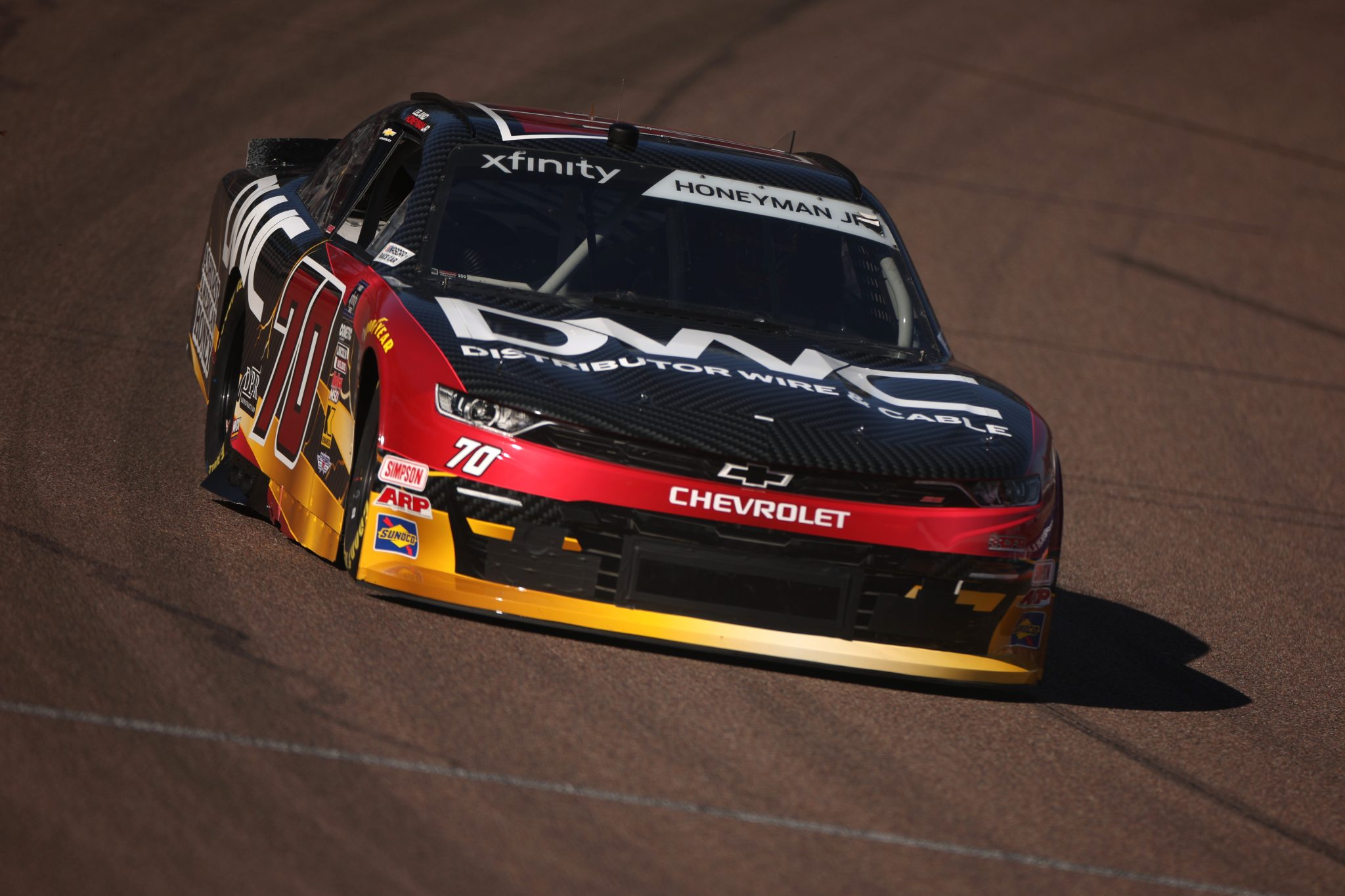 AVONDALE, ARIZONA - NOVEMBER 01: Leland Honeyman, driver of the #70 DWC Chevrolet, drives during qualifying for the NASCAR Xfinity Series Championship at Phoenix Raceway on November 01, 2025 in Avondale, Arizona. (Photo by James Gilbert/Getty Images) | Getty Images