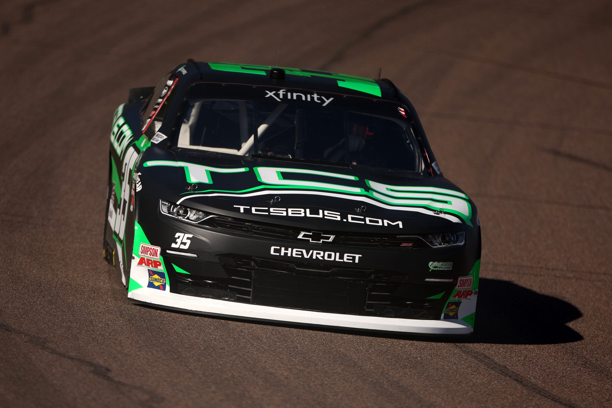 AVONDALE, ARIZONA - NOVEMBER 01: Stefan Parsons, driver of the #35 TCS Bus Chevrolet, drives during qualifying for the NASCAR Xfinity Series Championship at Phoenix Raceway on November 01, 2025 in Avondale, Arizona. (Photo by James Gilbert/Getty Images) | Getty Images