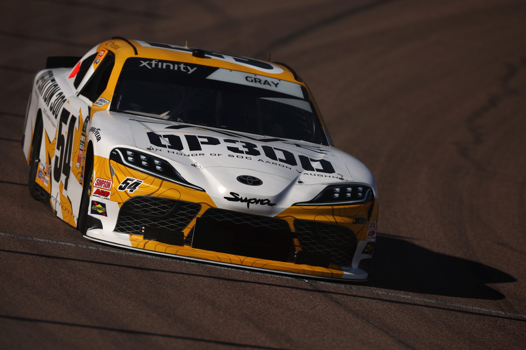 AVONDALE, ARIZONA - NOVEMBER 01: Taylor Gray, driver of the #54 Operation 300 Toyota, drives during qualifying for the NASCAR Xfinity Series Championship at Phoenix Raceway on November 01, 2025 in Avondale, Arizona. (Photo by James Gilbert/Getty Images) | Getty Images