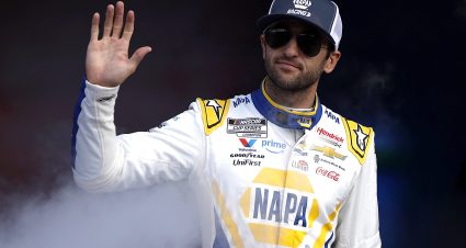 TALLADEGA, ALABAMA - OCTOBER 19: Chase Elliott, driver of the #9 NAPA Auto Parts Chevrolet, waves to fans as he walks onstage during driver intros prior to the NASCAR Cup Series YellaWood 500 at Talladega Superspeedway on October 19, 2025 in Talladega, Alabama. (Photo by Sean Gardner/Getty Images) | Getty Images