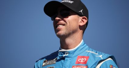 AVONDALE, ARIZONA - NOVEMBER 02: Denny Hamlin, driver of the #11 Progressive Toyota, walks onstage during driver intros prior to the NASCAR Cup Series Championship at Phoenix Raceway on November 02, 2025 in Avondale, Arizona. (Photo by James Gilbert/Getty Images) | Getty Images