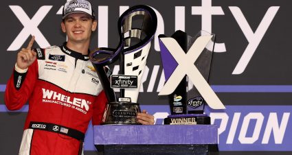 AVONDALE, ARIZONA - NOVEMBER 01: Jesse Love, driver of the #2 Whelen Chevrolet, celebrates in victory lane after winning the NASCAR Xfinity Series Championship at Phoenix Raceway on November 01, 2025 in Avondale, Arizona. (Photo by Meg Oliphant/Getty Images) | Getty Images
