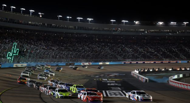 AVONDALE, ARIZONA - NOVEMBER 01: Connor Zilisch, driver of the #88 WeatherTech Chevrolet, and Jesse Love, driver of the #2 Whelen Chevrolet, lead the field during the NASCAR Xfinity Series Championship at Phoenix Raceway on November 01, 2025 in Avondale, Arizona. (Photo by Christian Petersen/Getty Images) | Getty Images