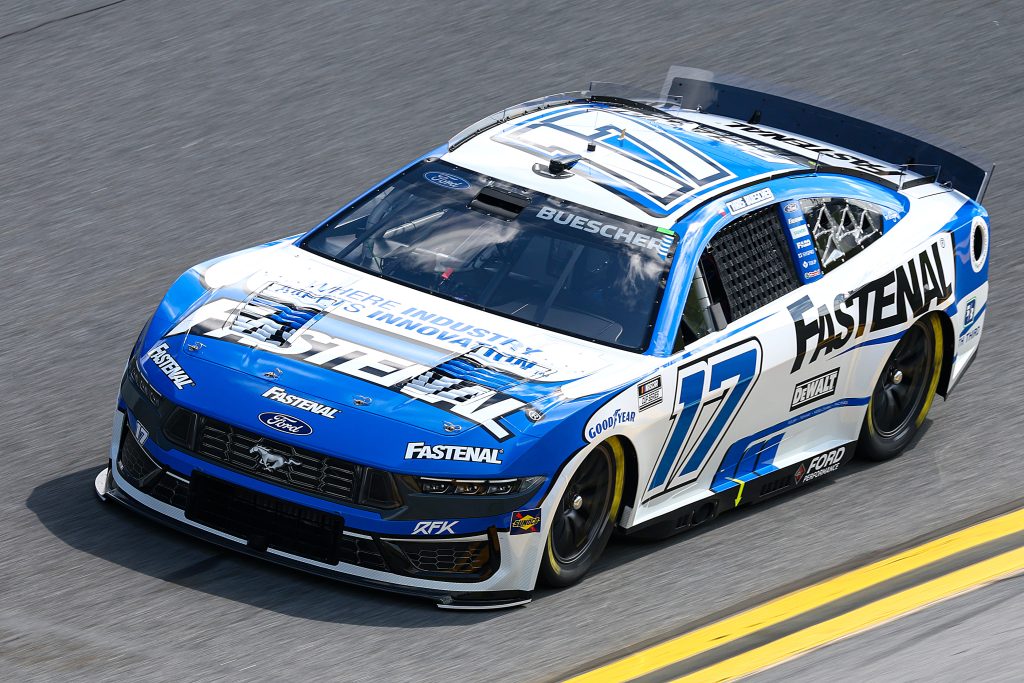 DAYTONA BEACH, FLORIDA - FEBRUARY 12: Chris Buescher, driver of the #17 Fastenal Ford drives during practice for the NASCAR Cup Series Daytona 500 at Daytona International Speedway on February 12, 2025 in Daytona Beach, Florida. (Photo by Jared C. Tilton/Getty Images) | Getty Images