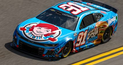 DAYTONA BEACH, FLORIDA - FEBRUARY 12: Helio Castroneves, driver of the #91 Wendy's Chevrolet drives during practice for the NASCAR Cup Series Daytona 500 at Daytona International Speedway on February 12, 2025 in Daytona Beach, Florida. (Photo by Jared C. Tilton/Getty Images) | Getty Images