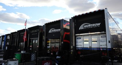 LAS VEGAS, NEVADA - OCTOBER 18: A detail view of the Front Row Motorsports logo on the hauler at Las Vegas Motor Speedway on October 18, 2024 in Las Vegas, Nevada. (Photo by Meg Oliphant/Getty Images) | Getty Images