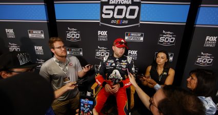 DAYTONA BEACH, FLORIDA - FEBRUARY 12: William Byron, driver of the #24 Axalta Chevrolet speaks to the media during Media Day for the NASCAR Daytona 500 at Daytona International Speedway on February 12, 2025 in Daytona Beach, Florida. (Photo by Mike Ehrmann/Getty Images) | Getty Images