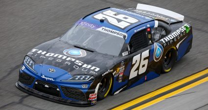 DAYTONA BEACH, FLORIDA - FEBRUARY 14: Dean Thompson, driver of the #26 Thompson Pipe Group Toyota drives during practice for the NASCAR Xfinity Series United Rentals 300 at Daytona International Speedway on February 14, 2025 in Daytona Beach, Florida. (Photo by Jared C. Tilton/Getty Images) | Getty Images