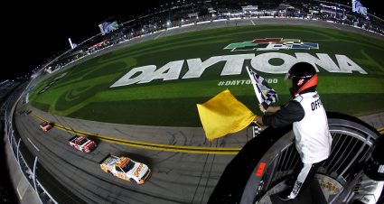 DAYTONA BEACH, FLORIDA - FEBRUARY 14: Parker Kligerman, driver of the #75 Spiked Coolers Chevrolet takes the checkered flag under caution to win the NASCAR Craftsman Truck Series Fresh from Florida 250 at Daytona International Speedway on February 14, 2025 in Daytona Beach, Florida. (Photo by James Gilbert/Getty Images) | Getty Images