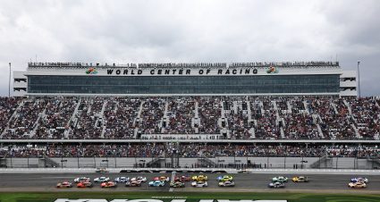 DAYTONA BEACH, FLORIDA - FEBRUARY 16: Chase Briscoe, driver of the #19 Bass Pro Shops Toyota leads the field to the green flag at the start during the NASCAR Cup Series Daytona 500 at Daytona International Speedway on February 16, 2025 in Daytona Beach, Florida. (Photo by Jared C. Tilton/Getty Images) | Getty Images