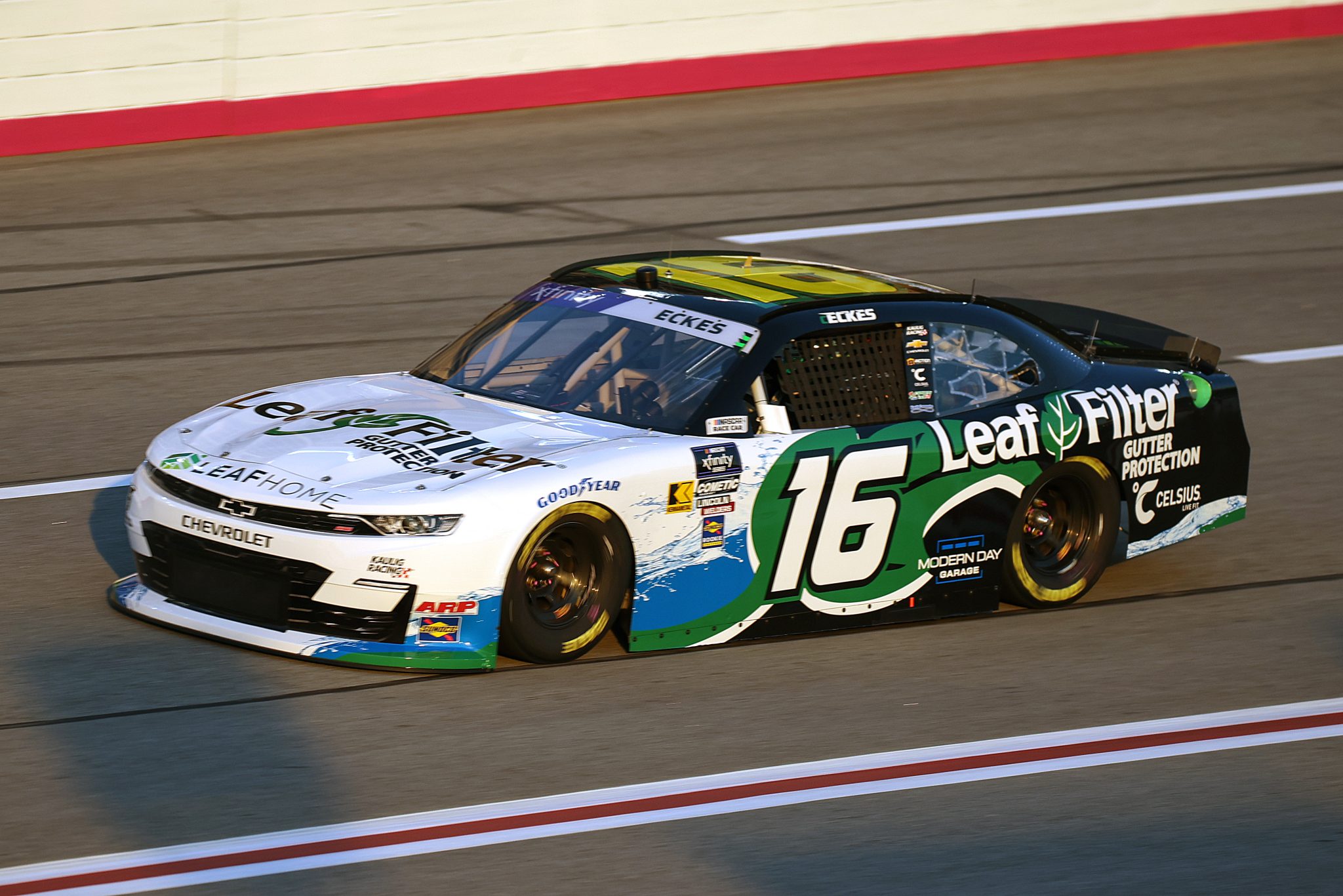 HAMPTON, GEORGIA - FEBRUARY 21: Christian Eckes #16 driver of the LeafFilter Gutter Protection Chevrolet drives during qualifying for the NASCAR Xfinity Series Bennett Transportation and Logistics 250 at Atlanta Motor Speedway on February 21, 2025 in Hampton, Georgia. (Photo by Chris Graythen/Getty Images) | Getty Images