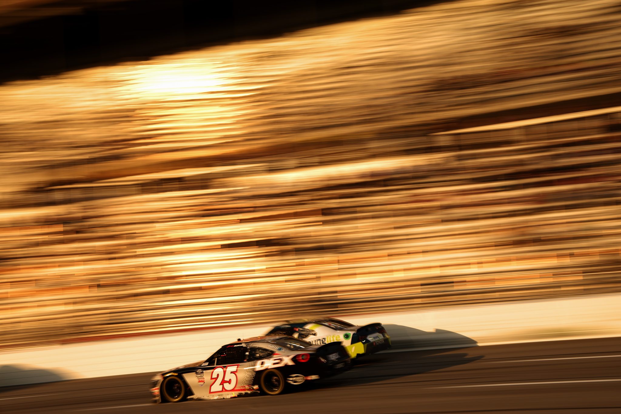 HAMPTON, GEORGIA - FEBRUARY 22: Harrison Burton, driver of the #25 DEX Imaging Ford, drives during the NASCAR Xfinity Series Bennett Transportation and Logistics 250 at Atlanta Motor Speedway on February 22, 2025 in Hampton, Georgia. (Photo by Chris Graythen/Getty Images) | Getty Images
