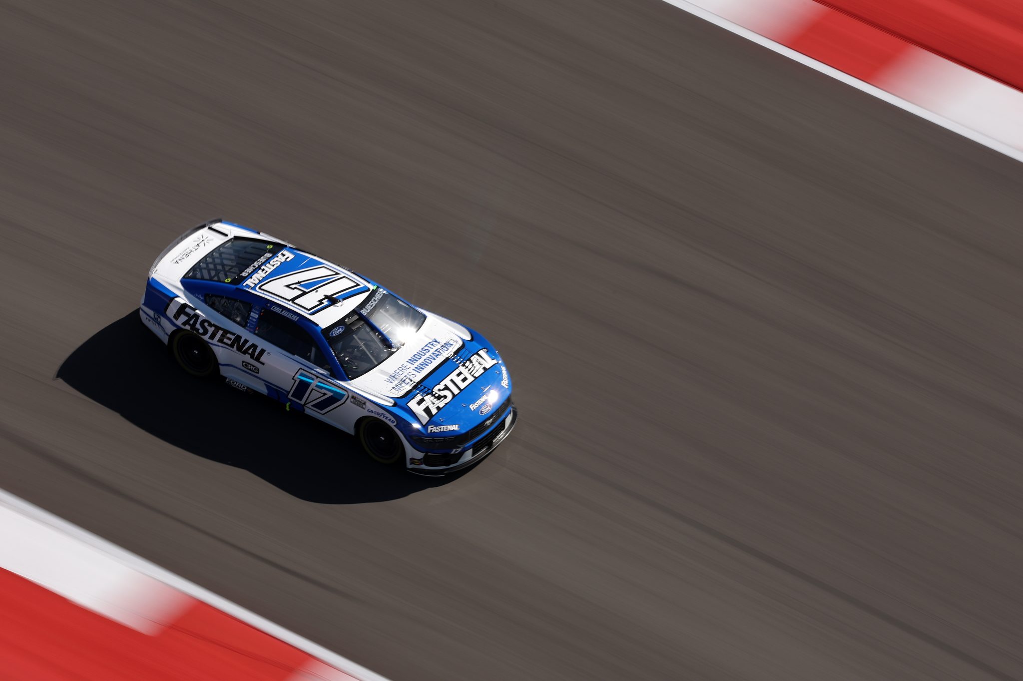 AUSTIN, TEXAS - MARCH 01: Chris Buescher, driver of the #17 Fastenal Ford, drives during practice for the NASCAR Cup Series EchoPark Automotive Grand Prix at Circuit of The Americas on March 01, 2025 in Austin, Texas. (Photo by James Gilbert/Getty Images) | Getty Images