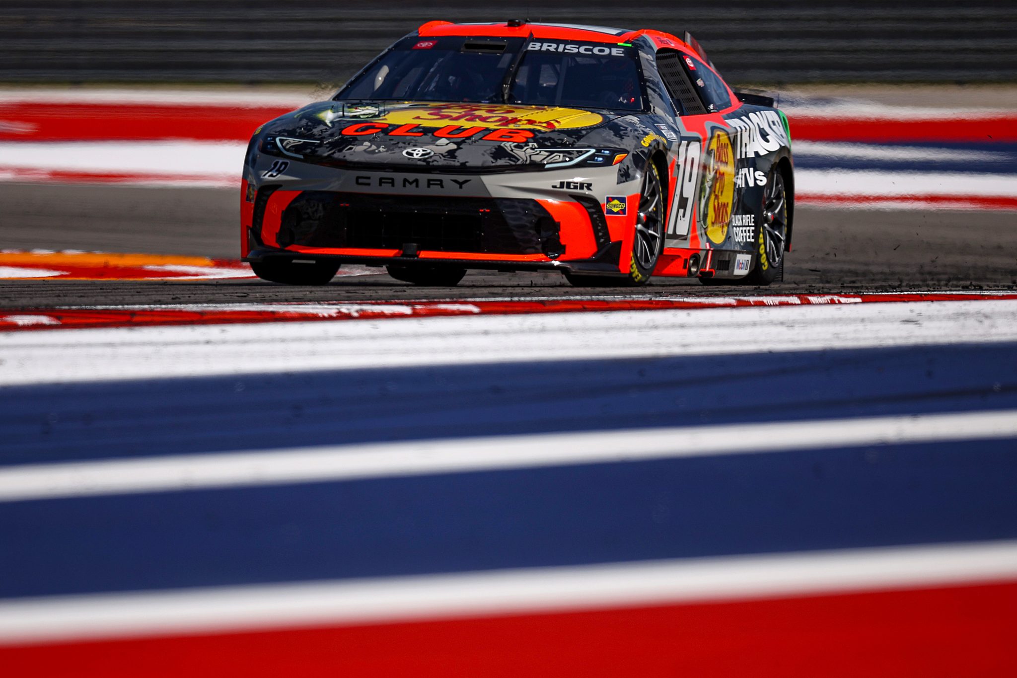 AUSTIN, TEXAS - MARCH 01: Chase Briscoe, driver of the #19 Bass Pro Shops Toyota, drives during qualifying for the NASCAR Cup Series EchoPark Automotive Grand Prix at Circuit of The Americas on March 01, 2025 in Austin, Texas. (Photo by James Gilbert/Getty Images) | Getty Images