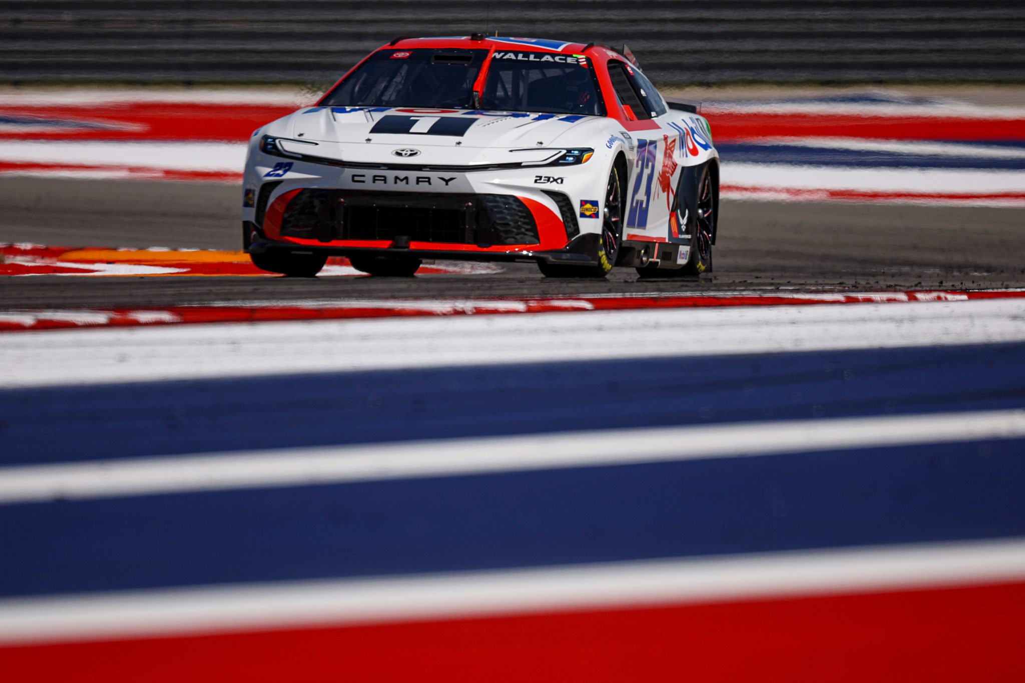 AUSTIN, TEXAS - MARCH 01: Bubba Wallace, driver of the #23 Mobil 1 Toyota, drives during qualifying for the NASCAR Cup Series EchoPark Automotive Grand Prix at Circuit of The Americas on March 01, 2025 in Austin, Texas. (Photo by James Gilbert/Getty Images) | Getty Images