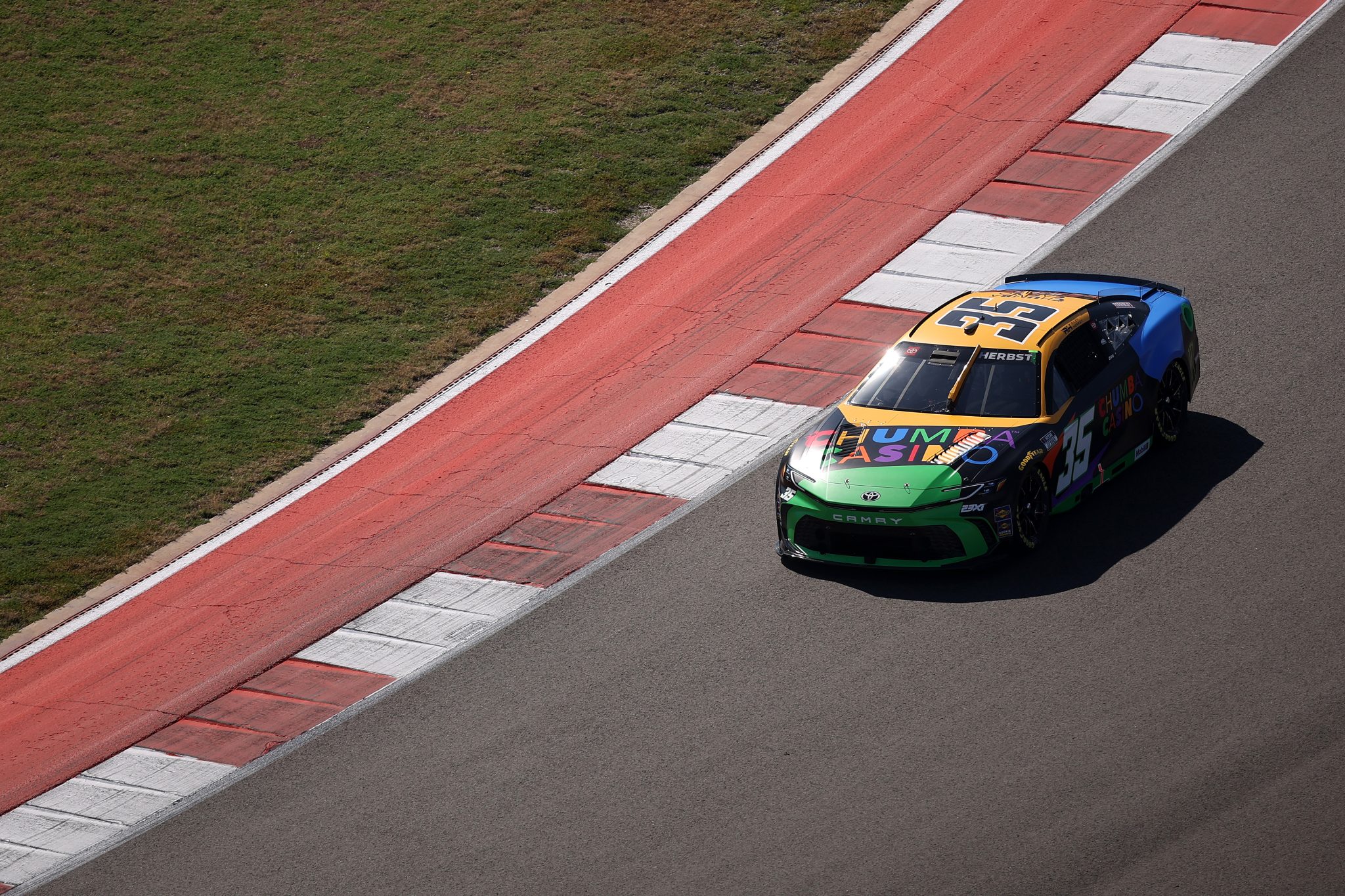 AUSTIN, TEXAS - MARCH 01: Riley Herbst, driver of the #35 Chumba Casino Toyota, drives during practice for the NASCAR Cup Series EchoPark Automotive Grand Prix at Circuit of The Americas on March 01, 2025 in Austin, Texas. (Photo by James Gilbert/Getty Images) | Getty Images