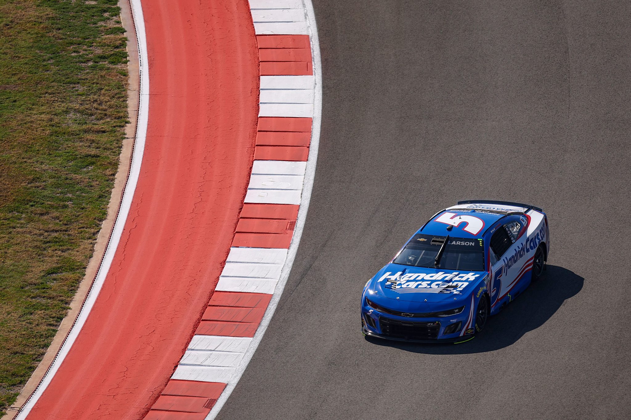 AUSTIN, TEXAS - MARCH 01: Kyle Larson, driver of the #5 HendrickCars.com Chevrolet, drives during practice for the NASCAR Cup Series EchoPark Automotive Grand Prix at Circuit of The Americas on March 01, 2025 in Austin, Texas. (Photo by James Gilbert/Getty Images) | Getty Images