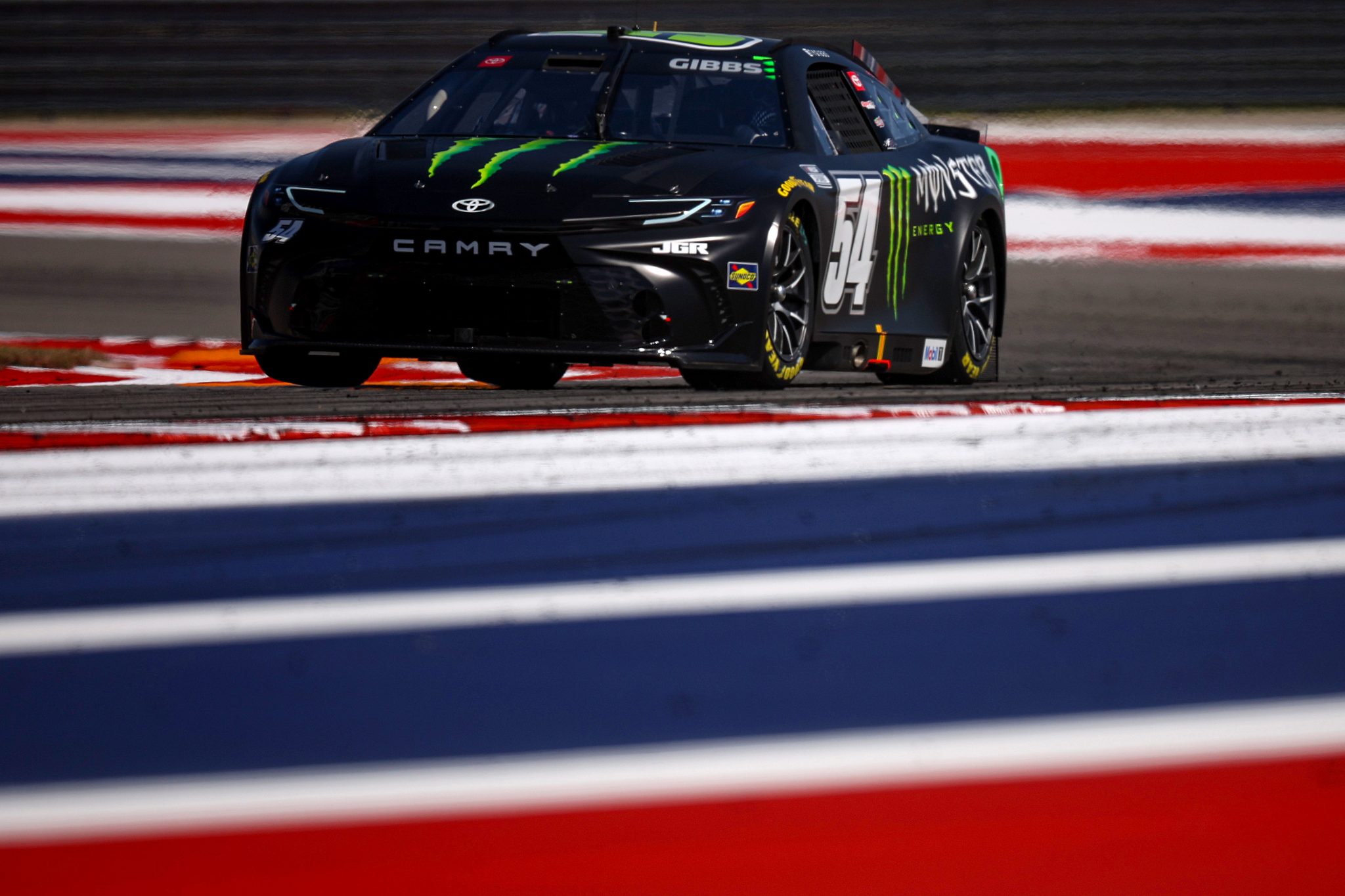 AUSTIN, TEXAS - MARCH 01: Ty Gibbs, driver of the #54 Monster Energy Toyota, drives during qualifying for the NASCAR Cup Series EchoPark Automotive Grand Prix at Circuit of The Americas on March 01, 2025 in Austin, Texas. (Photo by James Gilbert/Getty Images) | Getty Images