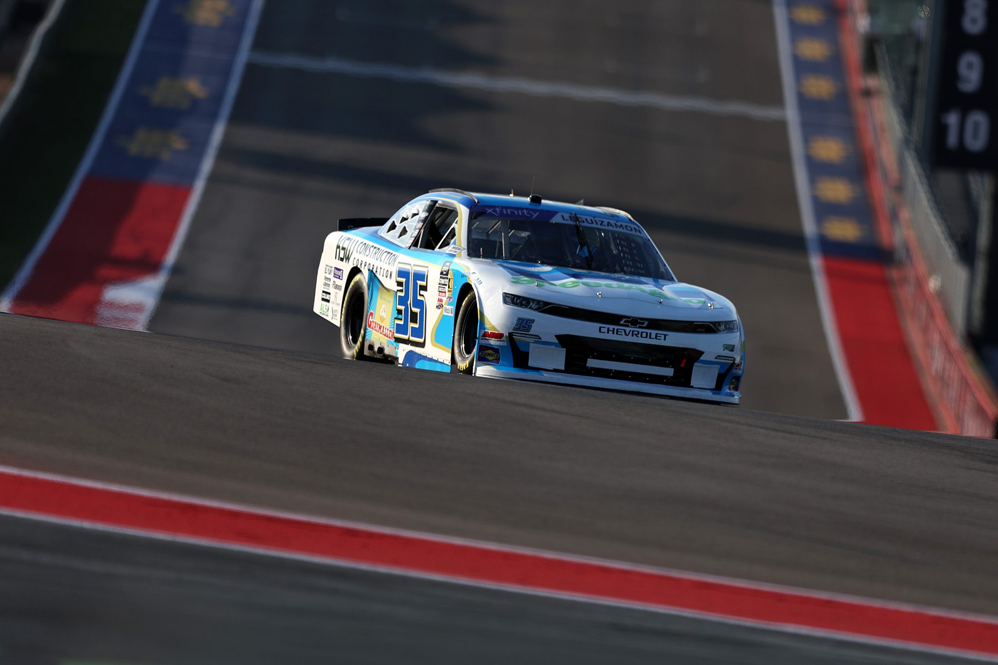 AUSTIN, TEXAS - FEBRUARY 28: Baltazar Leguizamon, driver of the #35 KSW Construction Corp/Speed Agro Chevrolet, drives during practice for the NASCAR Xfinity Series Focused Health 250 at Circuit of The Americas on February 28, 2025 in Austin, Texas. (Photo by Meg Oliphant/Getty Images) | Getty Images