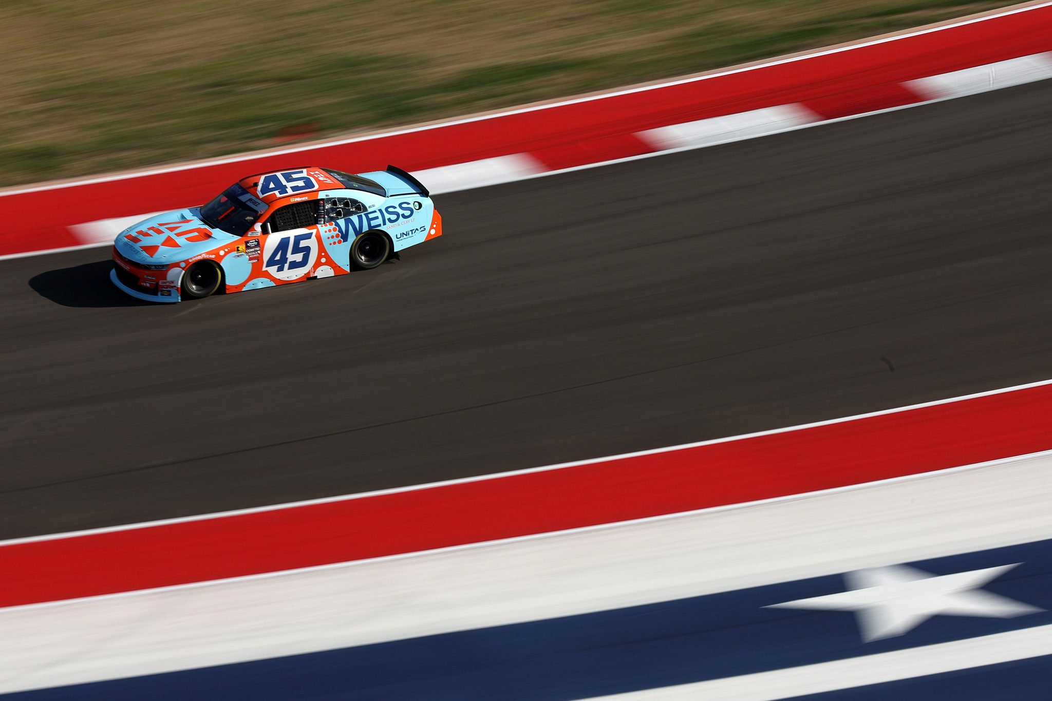 AUSTIN, TEXAS - FEBRUARY 28: Brad Perez, driver of the #45 Apex Coffee/Weiss Sand & Clay Chevrolet, drives during practice for the NASCAR Xfinity Series Focused Health 250 at Circuit of The Americas on February 28, 2025 in Austin, Texas. (Photo by Meg Oliphant/Getty Images) | Getty Images
