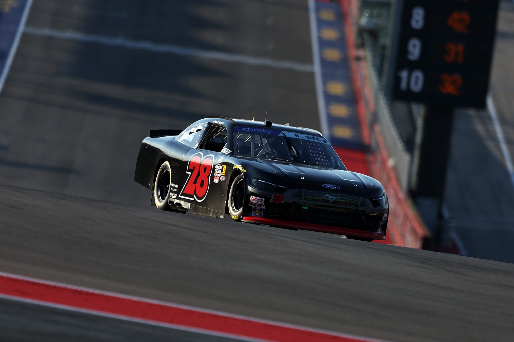 AUSTIN, TEXAS - FEBRUARY 28: Kyle Sieg, driver of the #28 RSS Racing Ford, drives during practice for the NASCAR Xfinity Series Focused Health 250 at Circuit of The Americas on February 28, 2025 in Austin, Texas. (Photo by Meg Oliphant/Getty Images) | Getty Images