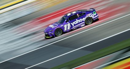 LAS VEGAS, NEVADA - MARCH 15: Denny Hamlin, driver of the #11 Yahoo! Toyota, drives during practice for the NASCAR Cup Series Pennzoil 400 at Las Vegas Motor Speedway on March 15, 2025 in Las Vegas, Nevada. (Photo by Jonathan Bachman/Getty Images) | Getty Images