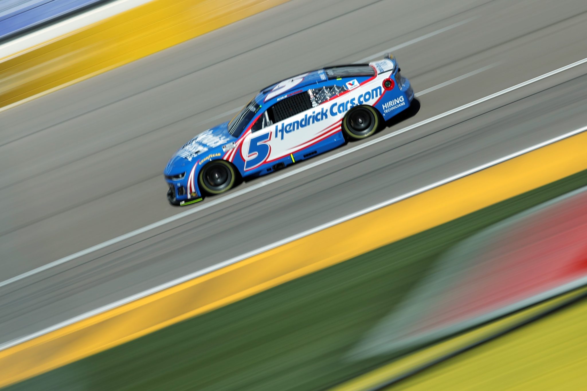 LAS VEGAS, NEVADA - MARCH 15: Kyle Larson, driver of the #5 HendrickCars.com Chevrolet, drives during practice for the NASCAR Cup Series Pennzoil 400 at Las Vegas Motor Speedway on March 15, 2025 in Las Vegas, Nevada. (Photo by Jonathan Bachman/Getty Images) | Getty Images