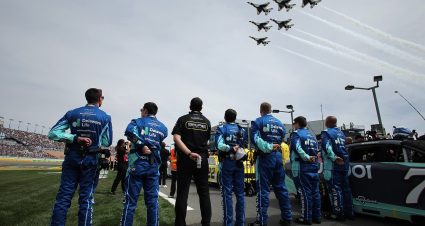 LAS VEGAS, NEVADA - MARCH 16: The United States Air Force Thunderbirds fly over prior to the NASCAR Cup Series Pennzoil 400 at Las Vegas Motor Speedway on March 16, 2025 in Las Vegas, Nevada. (Photo by Jonathan Bachman/Getty Images) | Getty Images