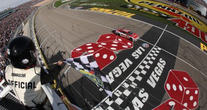 LAS VEGAS, NEVADA - MARCH 16: Josh Berry, driver of the #21 Motorcraft/Quick Lane Ford, takes the checkered flag to win the NASCAR Cup Series Pennzoil 400 at Las Vegas Motor Speedway on March 16, 2025 in Las Vegas, Nevada. (Photo by Chris Graythen/Getty Images) | Getty Images