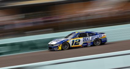 HOMESTEAD, FLORIDA - MARCH 23: Ryan Blaney, driver of the #12 Dent Wizard Ford, drives during the NASCAR Cup Series Straight Talk Wireless 400 at Homestead-Miami Speedway on March 23, 2025 in Homestead, Florida. (Photo by James Gilbert/Getty Images) | Getty Images