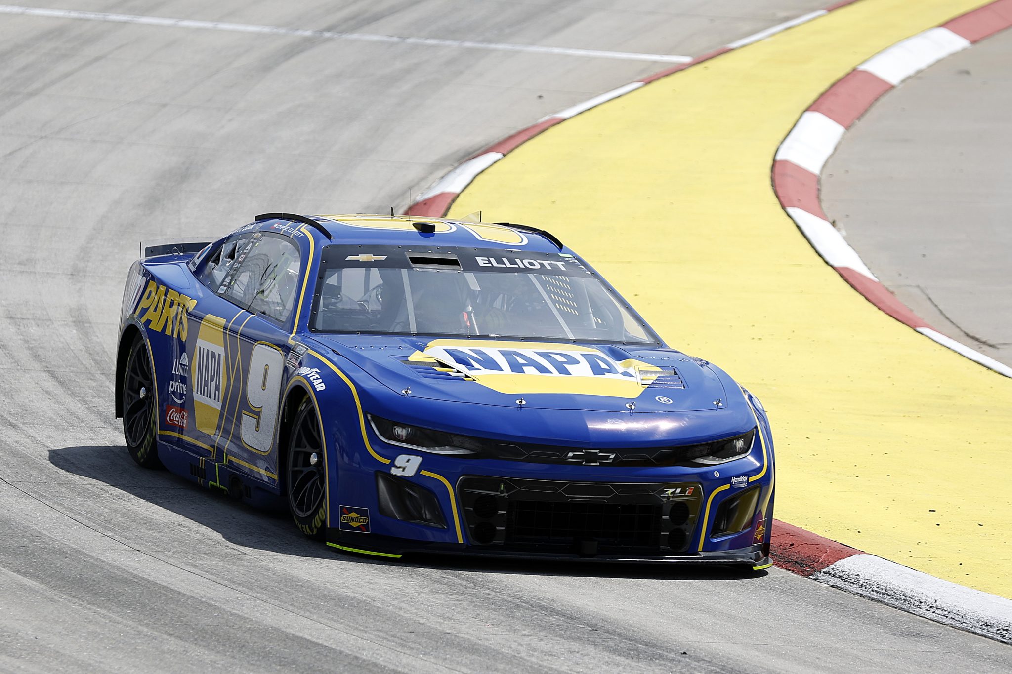 MARTINSVILLE, VIRGINIA - MARCH 29: Chase Elliott, driver of the #9 NAPA Auto Parts Chevrolet, drives during practice for the NASCAR Cup Series Cook Out 400 at Martinsville Speedway on March 29, 2025 in Martinsville, Virginia. (Photo by Logan Riely/Getty Images) | Getty Images