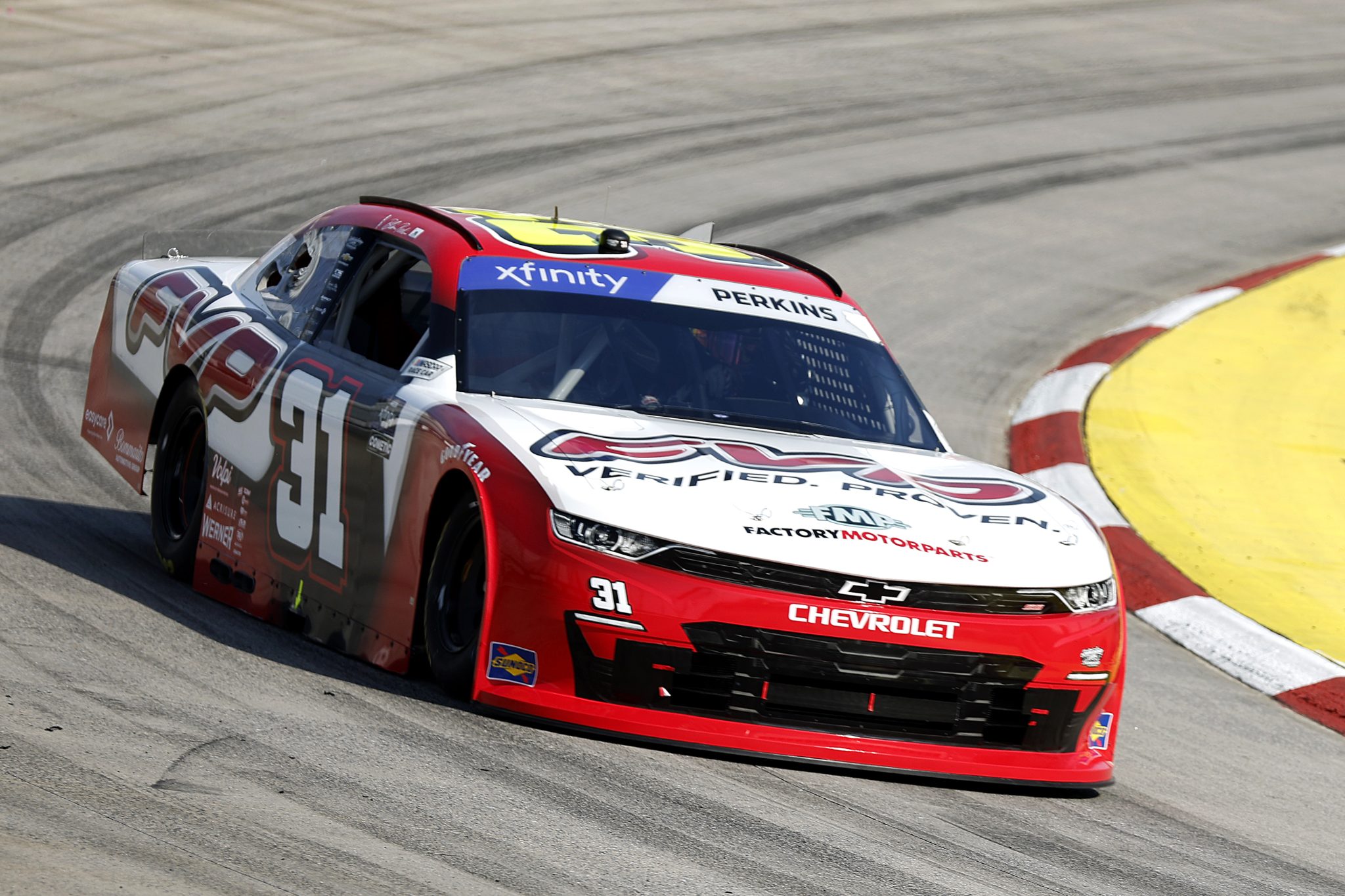 MARTINSVILLE, VIRGINIA - MARCH 28: Blaine Perkins, driver of the #31 FVP Verified Proven Chevrolet, drives during practice for the NASCAR Xfinity Series US Marine Corps 250 at Martinsville Speedway on March 28, 2025 in Martinsville, Virginia. (Photo by Logan Riely/Getty Images) | Getty Images