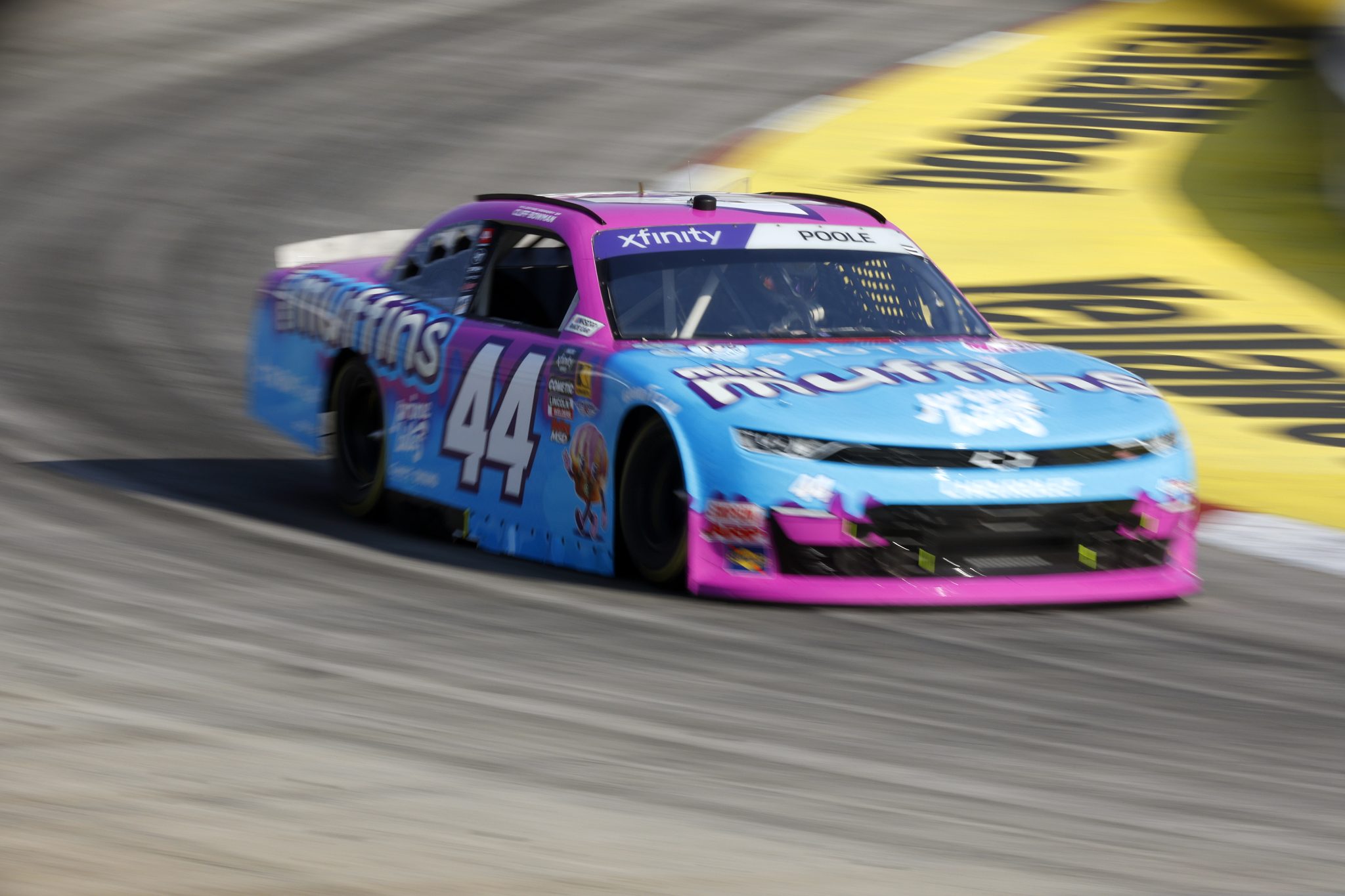 MARTINSVILLE, VIRGINIA - MARCH 28: Brennan Poole, driver of the #44 Prime Bites Mini Muffins Chevrolet, drives during practice for the NASCAR Xfinity Series US Marine Corps 250 at Martinsville Speedway on March 28, 2025 in Martinsville, Virginia. (Photo by Logan Riely/Getty Images) | Getty Images