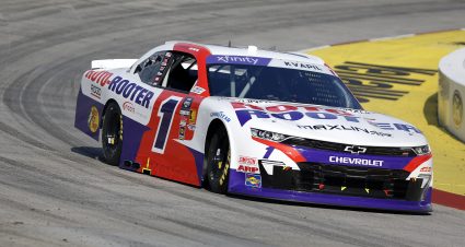 MARTINSVILLE, VIRGINIA - MARCH 28: Carson Kvapil, driver of the #1 Roto-Rooter Chevrolet, drives during practice for the NASCAR Xfinity Series US Marine Corps 250 at Martinsville Speedway on March 28, 2025 in Martinsville, Virginia. (Photo by Logan Riely/Getty Images) | Getty Images