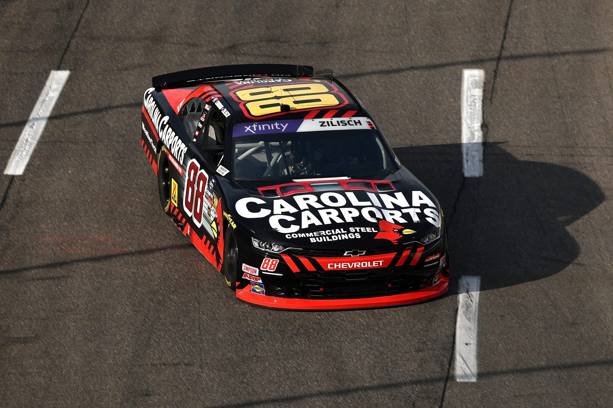 MARTINSVILLE, VIRGINIA - MARCH 29: Connor Zilisch, driver of the #88 Carolina Carports Chevrolet, drives during the NASCAR Xfinity Series US Marine Corps 250 at Martinsville Speedway on March 29, 2025 in Martinsville, Virginia. (Photo by Jared C. Tilton/Getty Images) | Getty Images