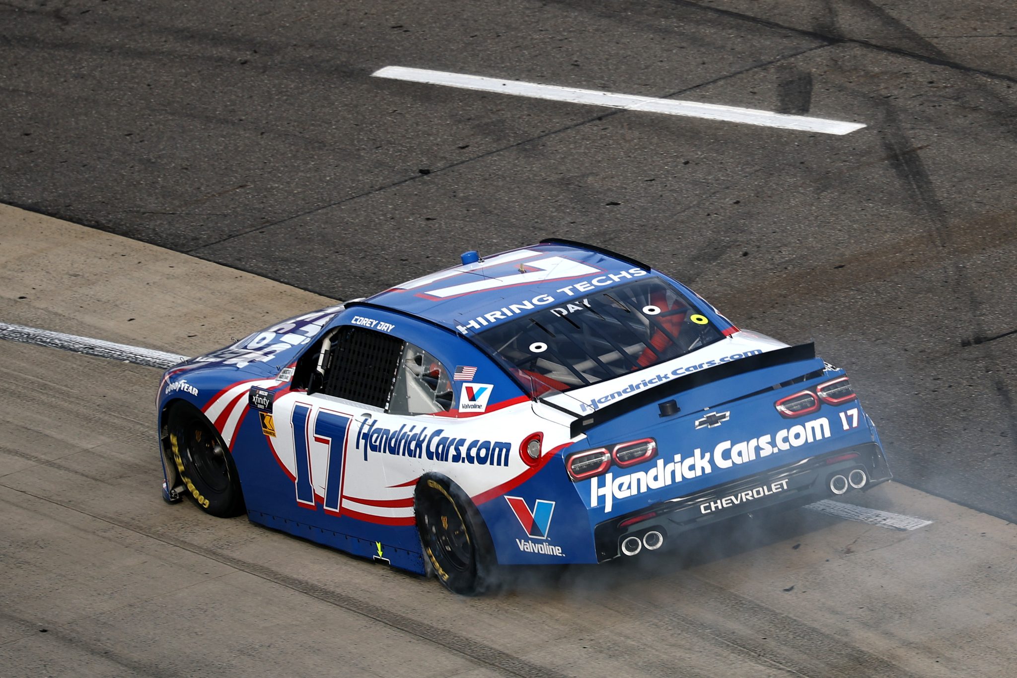 MARTINSVILLE, VIRGINIA - MARCH 29: Corey Day, driver of the #17 HendrickCars.com Chevrolet, drives during the NASCAR Xfinity Series US Marine Corps 250 at Martinsville Speedway on March 29, 2025 in Martinsville, Virginia. (Photo by Jared C. Tilton/Getty Images) | Getty Images