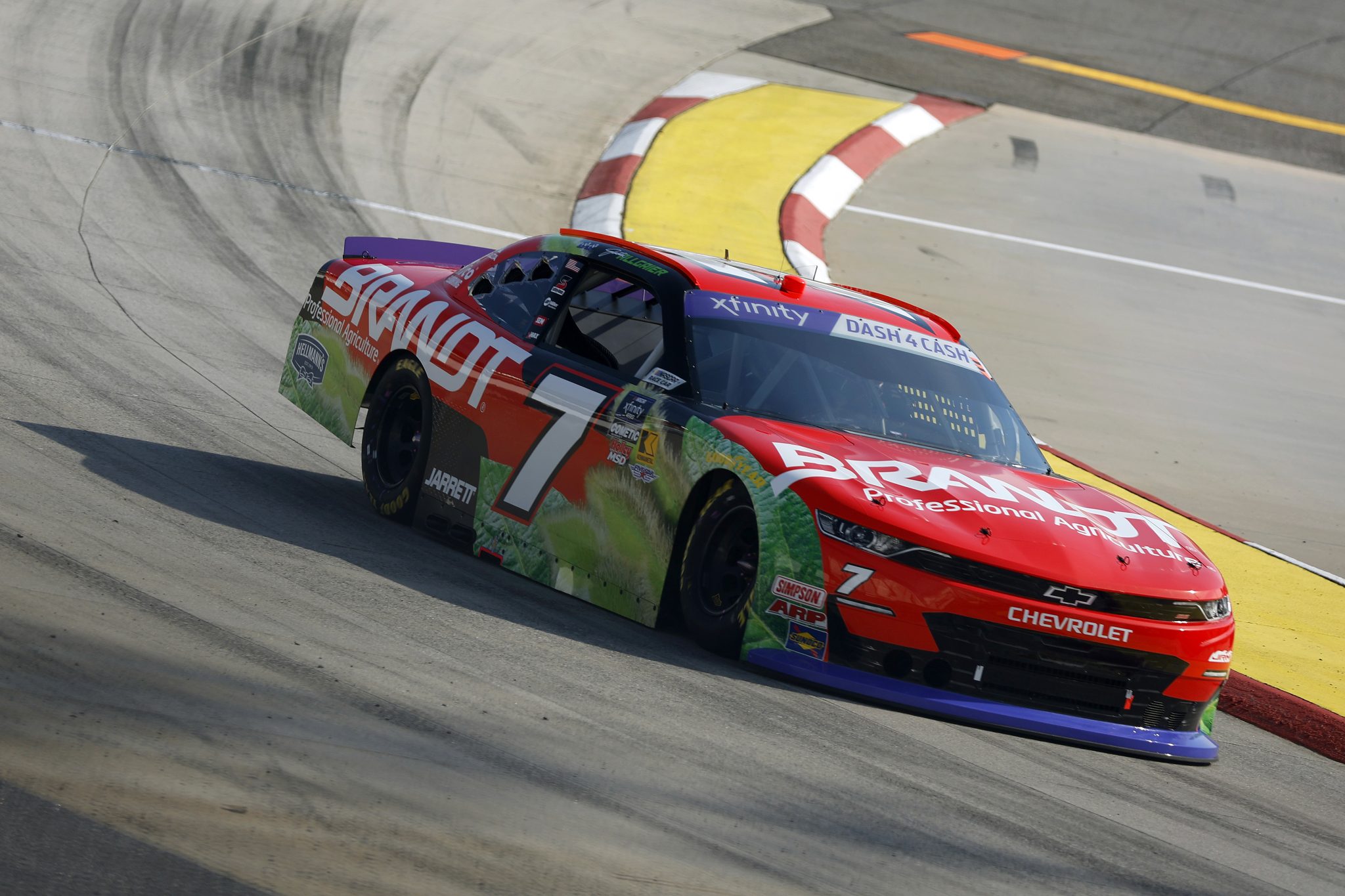 MARTINSVILLE, VIRGINIA - MARCH 28: Justin Allgaier, driver of the #7 BRANDT Chevrolet, drives during practice for the NASCAR Xfinity Series US Marine Corps 250 at Martinsville Speedway on March 28, 2025 in Martinsville, Virginia. (Photo by Logan Riely/Getty Images) | Getty Images