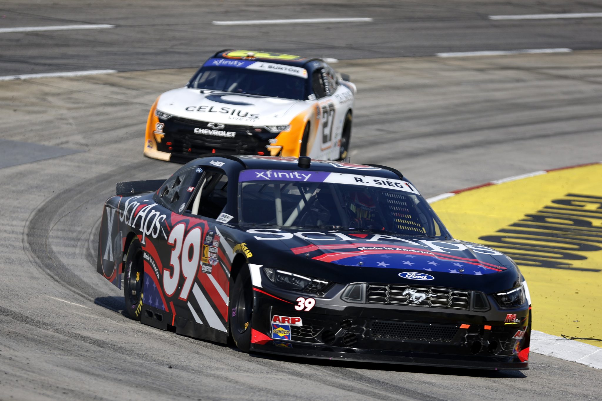 MARTINSVILLE, VIRGINIA - MARCH 28: Ryan Sieg, driver of the #39 Sci Aps Ford, drives during practice for the NASCAR Xfinity Series US Marine Corps 250 at Martinsville Speedway on March 28, 2025 in Martinsville, Virginia. (Photo by Logan Riely/Getty Images) | Getty Images