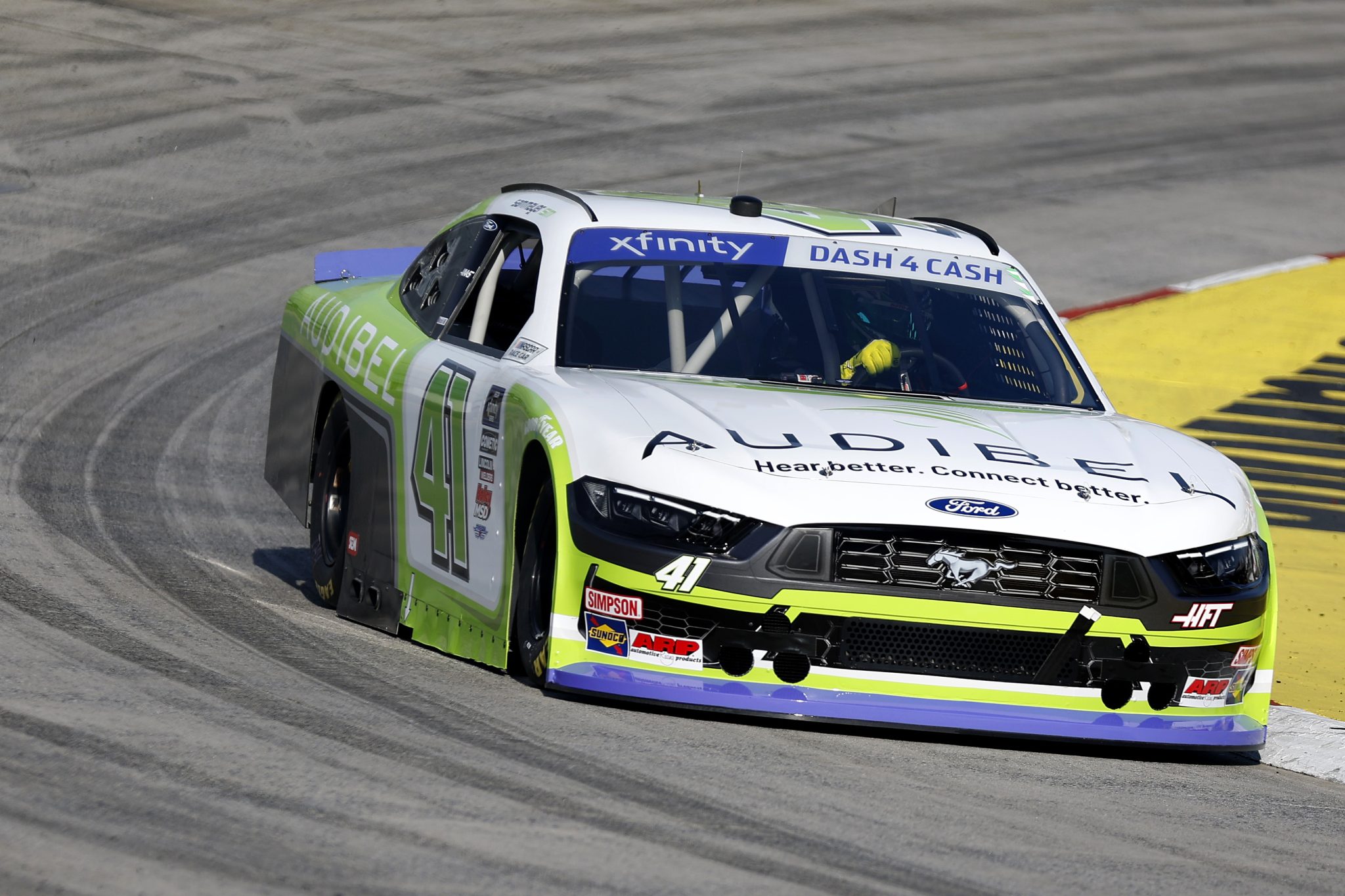 MARTINSVILLE, VIRGINIA - MARCH 28: Sam Mayer, driver of the #41 Audibel Ford, drives during practice for the NASCAR Xfinity Series US Marine Corps 250 at Martinsville Speedway on March 28, 2025 in Martinsville, Virginia. (Photo by Logan Riely/Getty Images) | Getty Images
