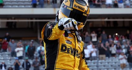 AUSTIN, TEXAS - MARCH 02: Christopher Bell, driver of the #20 DEWALT Toyota, celebrates after winning the NASCAR Cup Series EchoPark Automotive Grand Prix at Circuit of The Americas on March 02, 2025 in Austin, Texas. (Photo by James Gilbert/Getty Images) | Getty Images