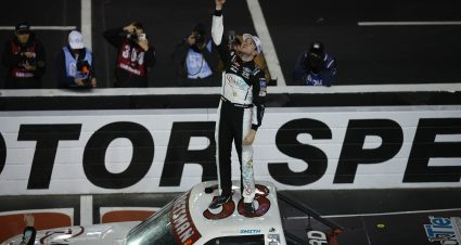 BRISTOL, TENNESSEE - APRIL 11: Chandler Smith, driver of the #38 QuickTie Ford, celebrates after winning the NASCAR Craftsman Truck Series Weather Guard Truck Race at Bristol Motor Speedway on April 11, 2025 in Bristol, Tennessee. (Photo by Sean Gardner/Getty Images) | Getty Images