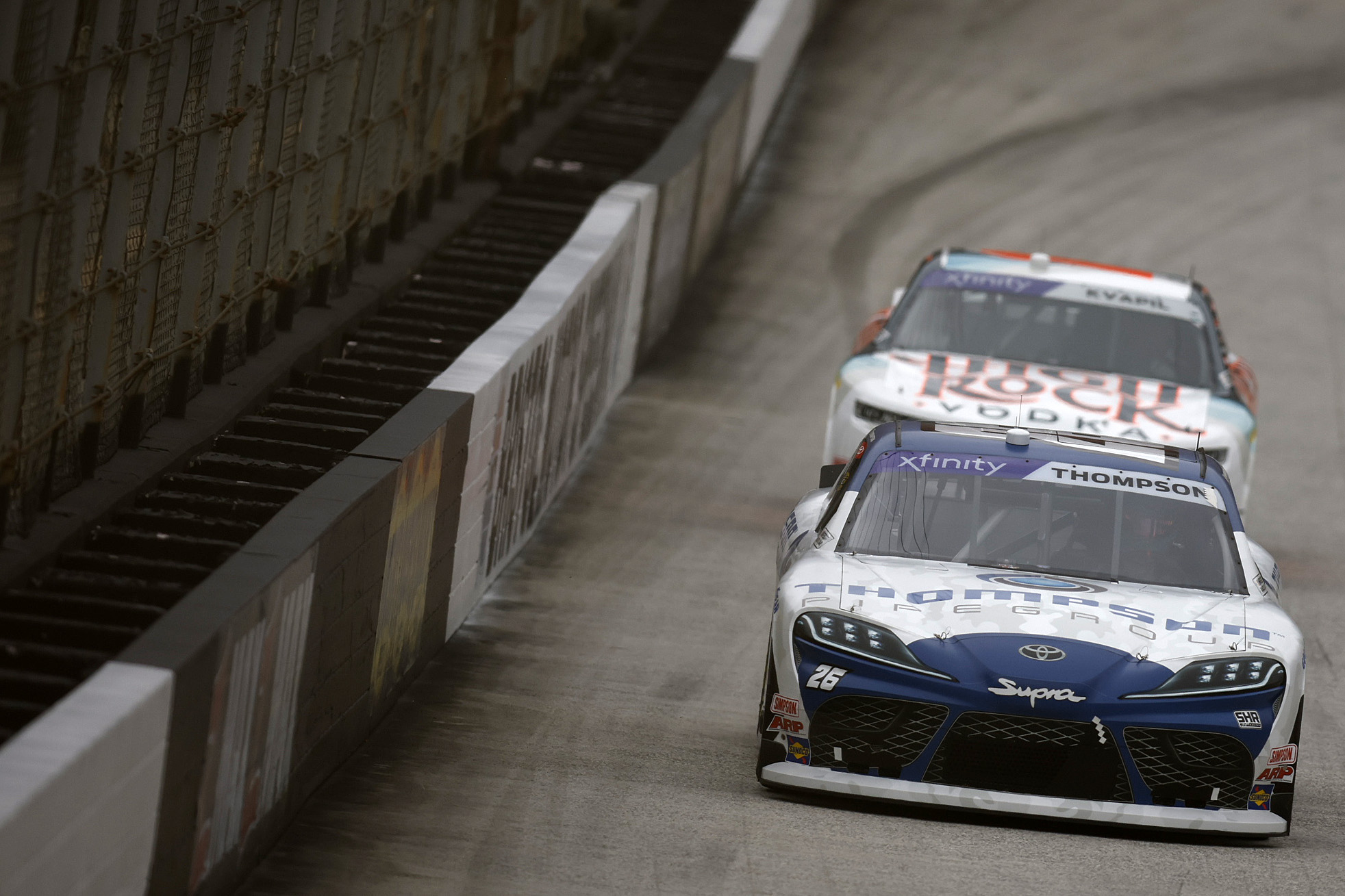 BRISTOL, TENNESSEE - APRIL 12: Dean Thompson, driver of the #26 Thompson Pipe Group Toyota, drives during practice for the NASCAR Xfinity Series SciAps 300 at Bristol Motor Speedway on April 12, 2025 in Bristol, Tennessee. (Photo by Sean Gardner/Getty Images) | Getty Images