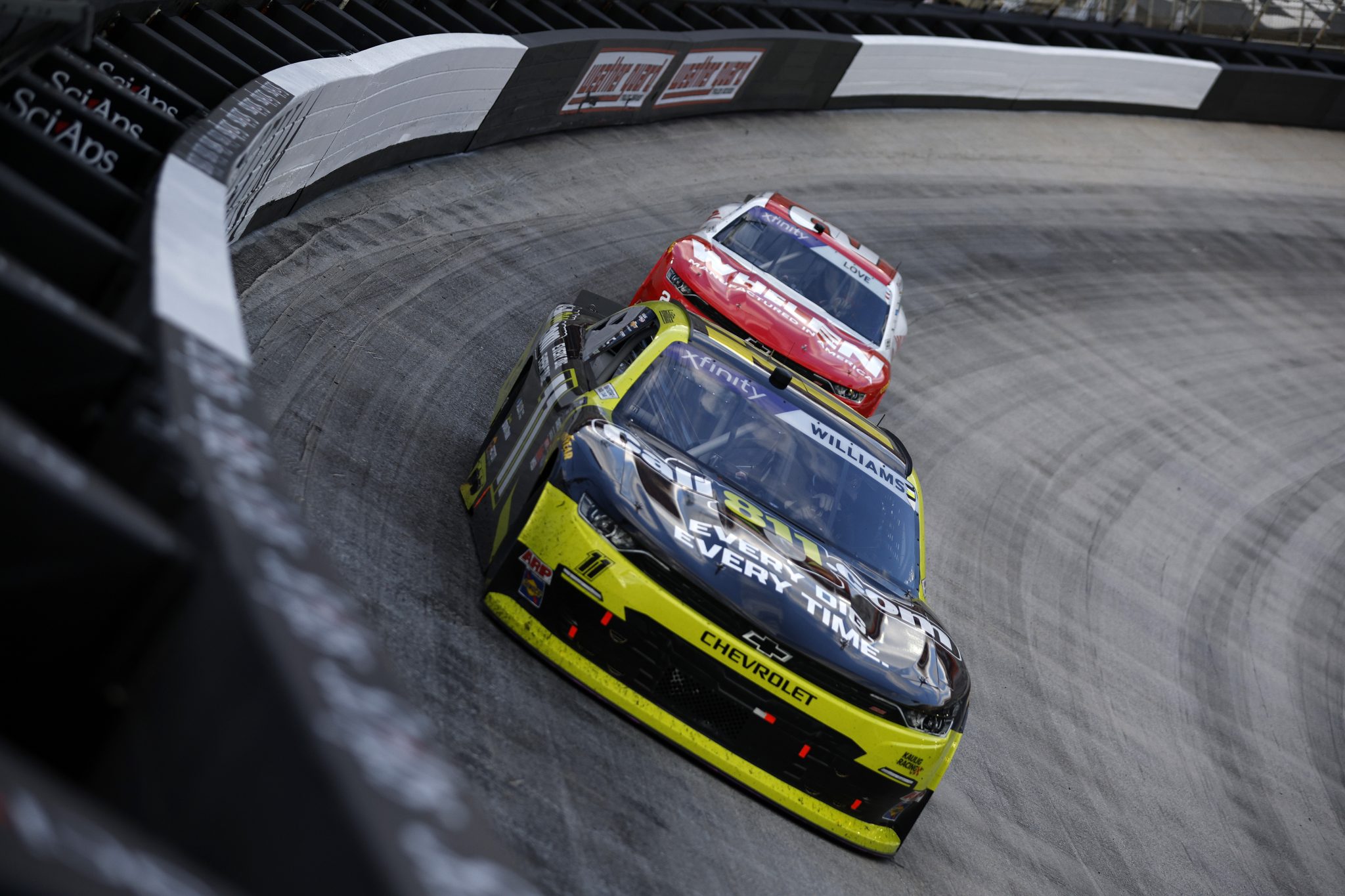BRISTOL, TENNESSEE - APRIL 12: Josh Williams, driver of the #11 Call811.com Chevrolet, races during the NASCAR Xfinity Series SciAps 300 at Bristol Motor Speedway on April 12, 2025 in Bristol, Tennessee. (Photo by Sean Gardner/Getty Images) | Getty Images