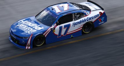 BRISTOL, TENNESSEE - APRIL 12: Kyle Larson, driver of the #17 HendrickCars.com Chevrolet, races during the NASCAR Xfinity Series SciAps 300 at Bristol Motor Speedway on April 12, 2025 in Bristol, Tennessee. (Photo by Jared C. Tilton/Getty Images) | Getty Images